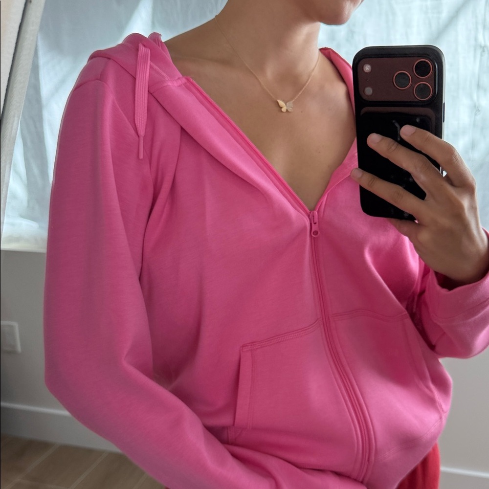 Ocean Drive Bright Pink Zip-Up Hoodie with Hood